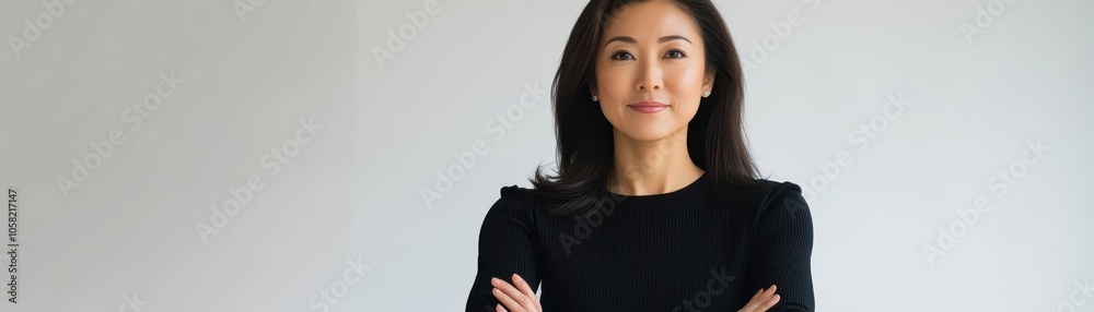 Asian woman leading team in discussion, pure white background, collaborative leadership Asian woman leading team in discussion, pure white background, collaborative leadership