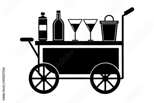 A clean, modern vector of a bar cart silhouette.