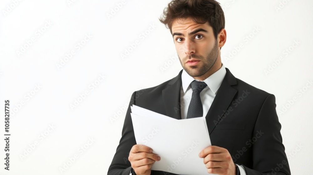 Confident Businessman in Suit Holding Papers - Portrait Photography Confident Businessman in Suit Holding Papers - Portrait Photography