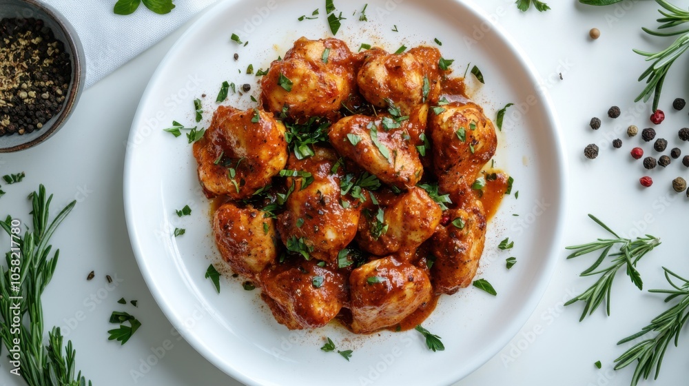 A beautifully arranged plate of garlic butter chicken