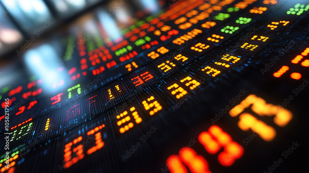 Background of share prices scrolling to represent active stock market Background of share prices scrolling to represent active stock market