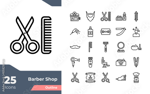 Barbershop Outline Icons