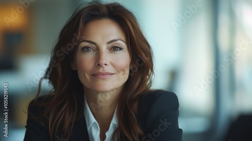 Wallpaper Mural A hyper realistic portrait of a professional woman sitting confidently at a modern table, illuminated by soft natural light and surrounded by reflective expressions and symbolic elements. Torontodigital.ca