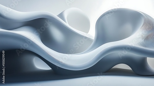 Abstract Modern Sculpture Grey and White Minimalist Design Geometric Shapes