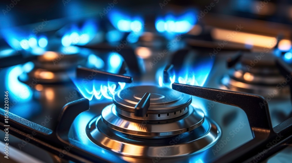Blue Flames on a Gas Stove Blue Flames on a Gas Stove