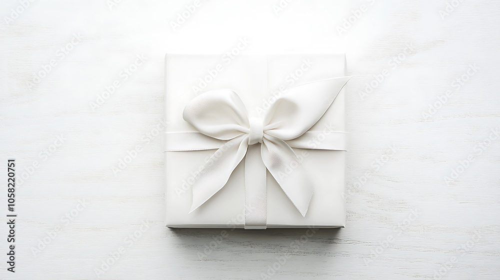 A luxurious white gift box adorned with a delicate satin bow, ideal for birthdays, anniversaries, or other memorable occasions.
