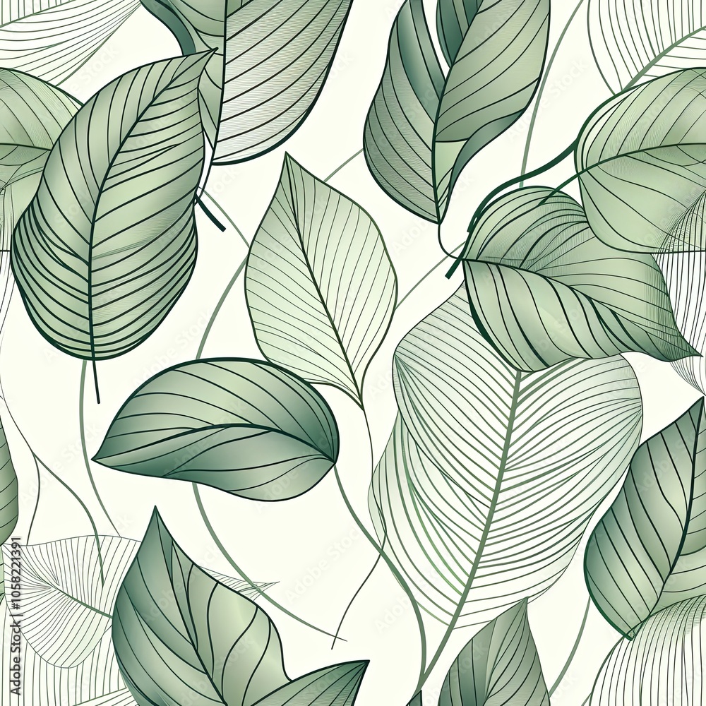 Soft, flowing leaf patterns in light green are delicately hand drawn, creating a minimalist and serene background perfect for tranquil design themes. Soft, flowing leaf patterns in light green are delicately hand drawn, creating a minimalist and serene background perfect for tranquil design themes.