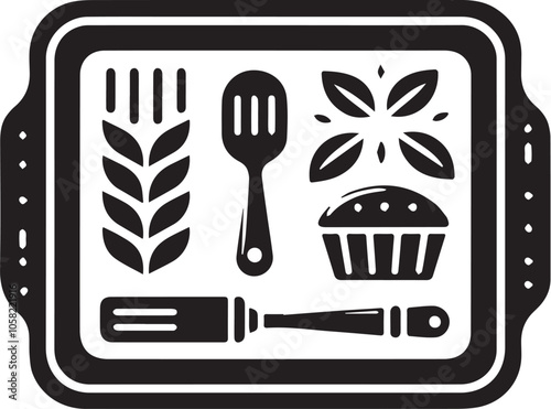 Baking Sheet Silhouette line art vector illustration on white background
