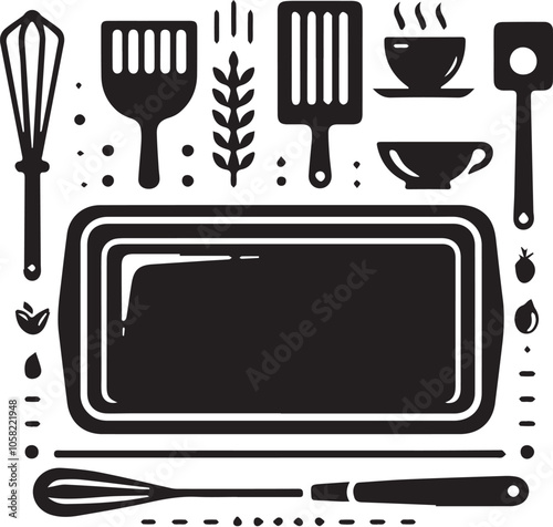 Baking Sheet Silhouette line art vector illustration on white background