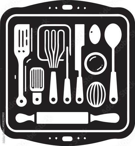 Baking Sheet Silhouette line art vector illustration on white background