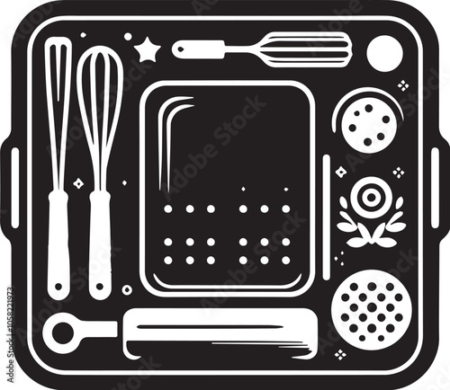 Baking Sheet Silhouette line art vector illustration on white background