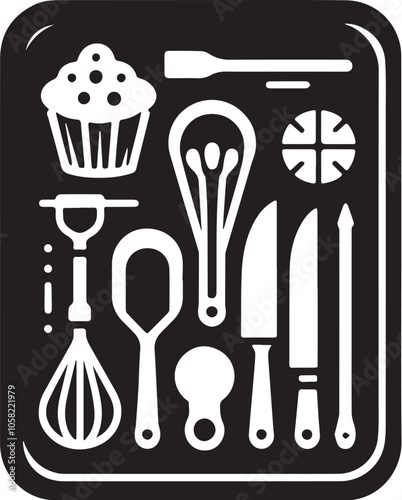 Baking Sheet Silhouette line art vector illustration on white background