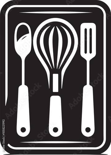 Baking Sheet Silhouette line art vector illustration on white background