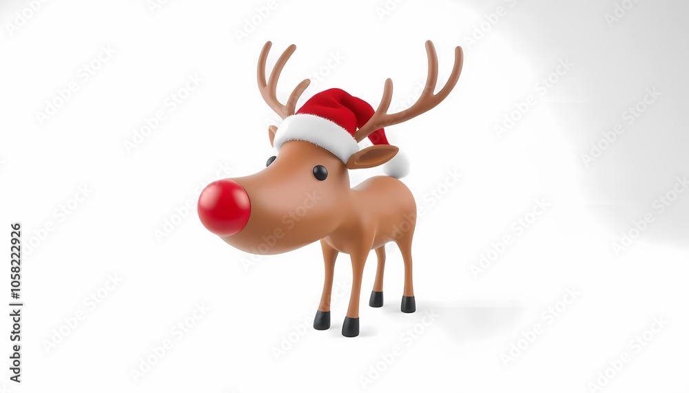 3D Reindeer with Santa Hat 3D Reindeer with Santa Hat