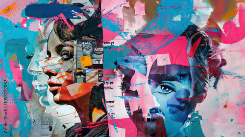Obraz na płótnie Playful Pop Art with Surreal Everyday Objects and Retro Magazine Collage Effect w salonie