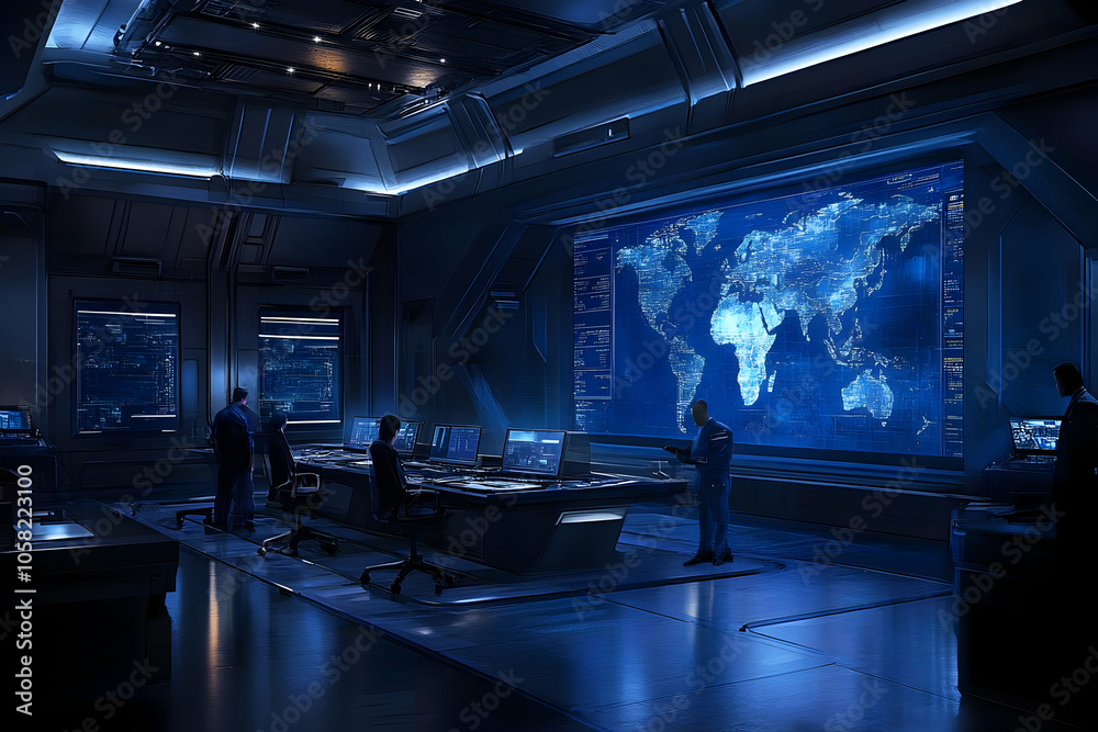 Global Network Operations Center Illustration Global Network Operations Center Illustration
