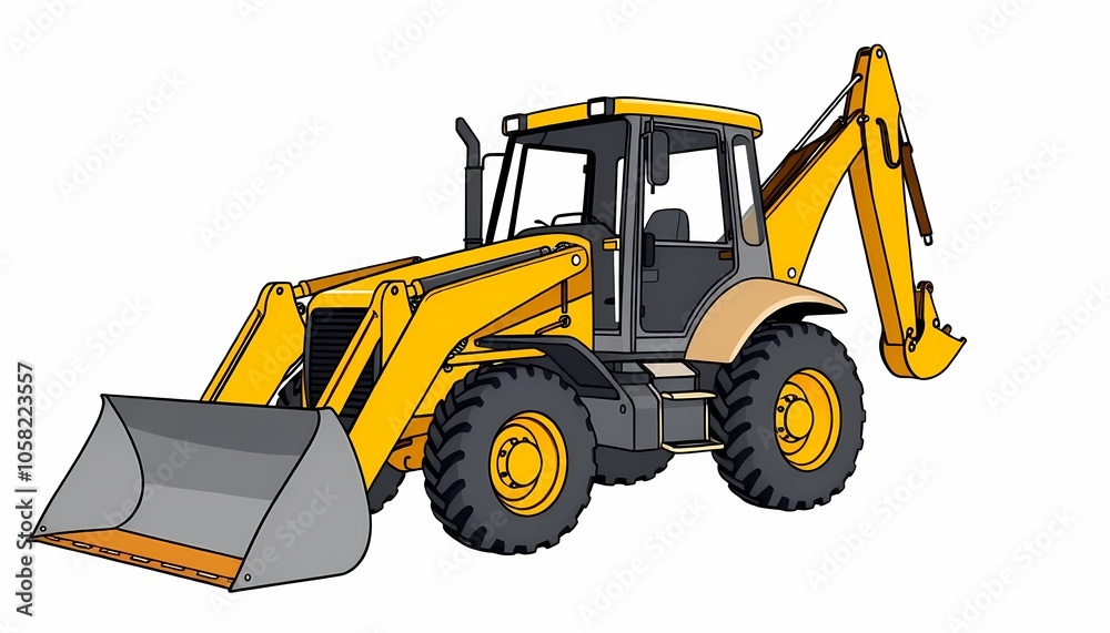 Fototapeta premium Backhoe loader truck illustration