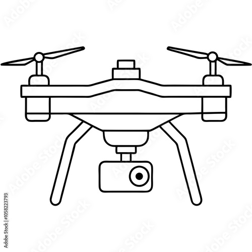 drone-camera-line-art-vector.Drone, Photography, Camera line icon.Drone with camera. Icon for design. Easily editable.Drone Record Line Icon Editable Stroke