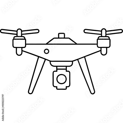 drone-camera-line-art-vector.Drone, Photography, Camera line icon.Drone with camera. Icon for design. Easily editable.Drone Record Line Icon Editable Stroke