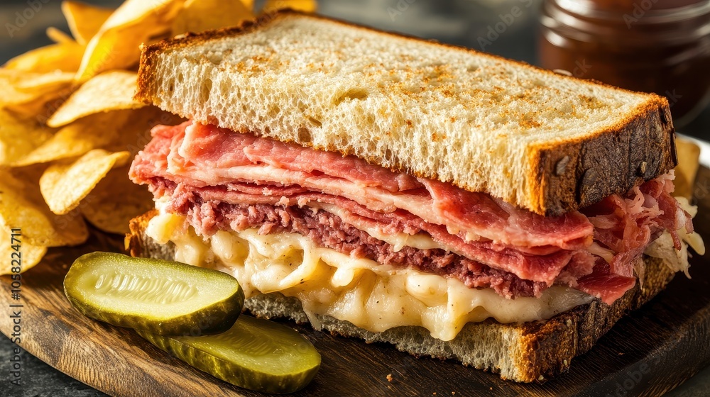 Close-Up of a Delicious Pastrami Sandwich Close-Up of a Delicious Pastrami Sandwich