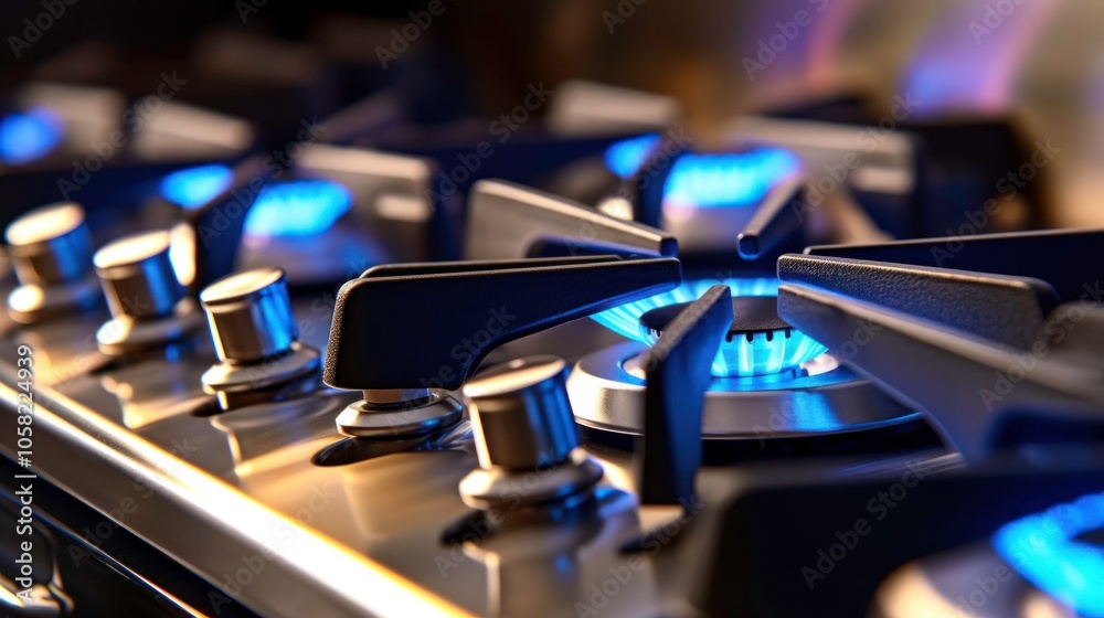 Close-up of a Modern Gas Stovetop Close-up of a Modern Gas Stovetop