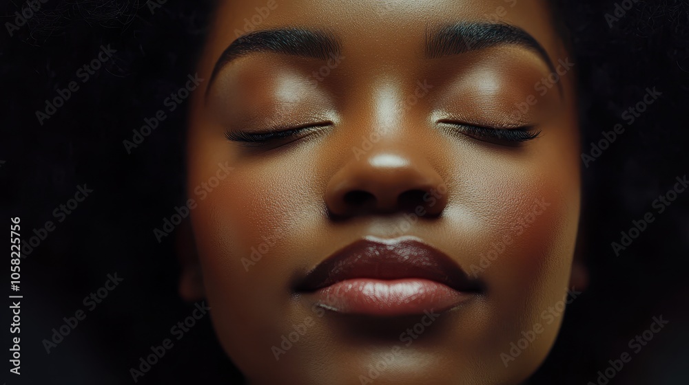 Close-up Portrait of a Woman with Closed Eyes Close-up Portrait of a Woman with Closed Eyes