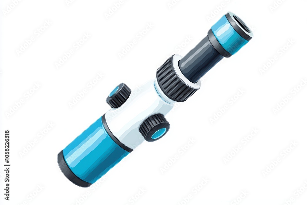 Stylish telescope illustration, perfect for educational or scientific projects, white isolated background. Stylish telescope illustration, perfect for educational or scientific projects, white isolated background.