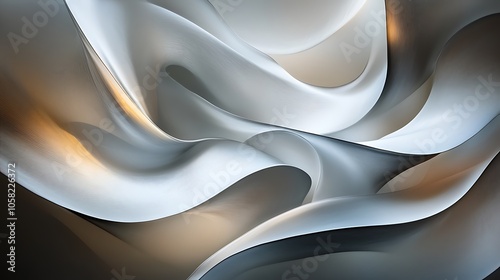 Abstract Modern Sculpture Grey and White Minimalist Design Geometric Shapes