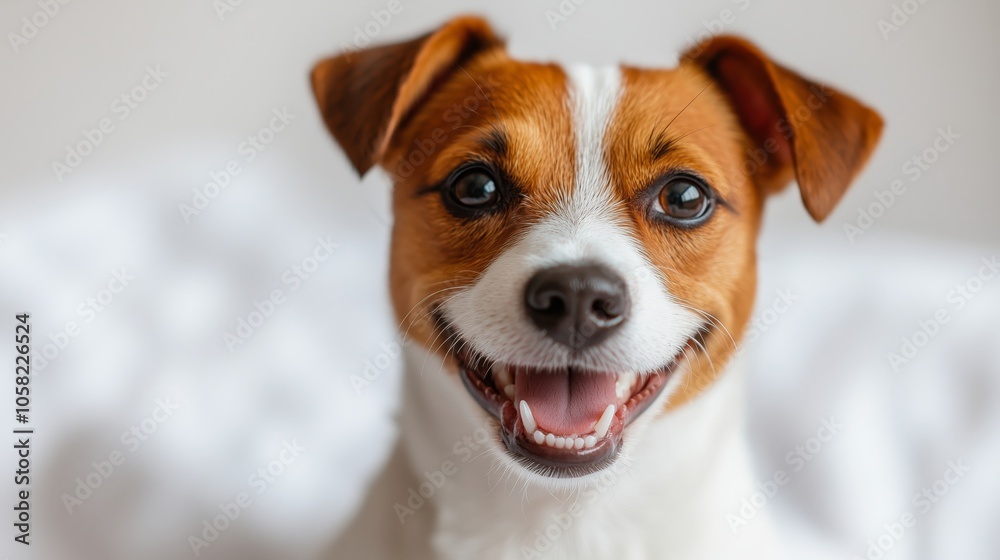 portrait of a happy smiling Jack Russell Terrier dog on a white background portrait of a happy smiling Jack Russell Terrier dog on a white background
