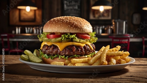 burger and fries