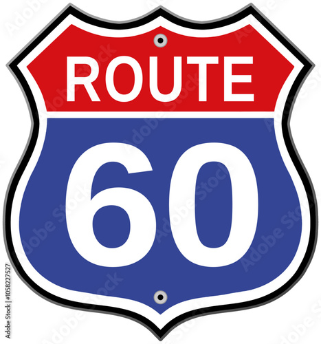 Route 60 road sign vector with transparent background
