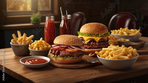 burger and fries