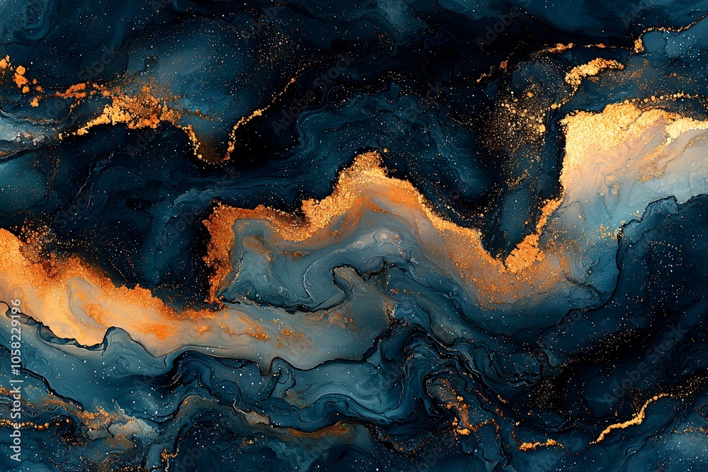 Abstract Blue and Gold Swirling Liquid Art Background Texture Abstract Blue and Gold Swirling Liquid Art Background Texture