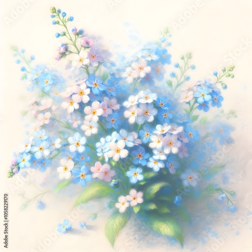 물망초, 파스텔화 (Myosotis, pastel painting)