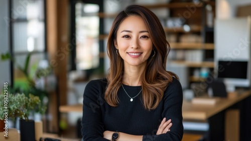 Professional Asian Woman in Modern Workspace