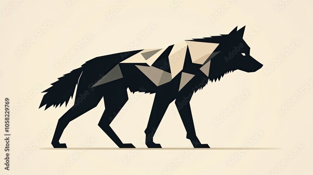 A minimalistic wolf silhouette with sharp lines and geometric shapes, symbolizing strength and simplicity. A minimalistic wolf silhouette with sharp lines and geometric shapes, symbolizing strength and simplicity.