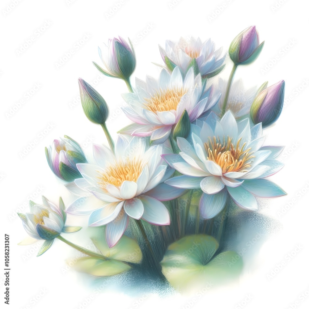수련, 파스텔화 (Pygmy water-lily, pastel painting) 수련, 파스텔화 (Pygmy water-lily, pastel painting)