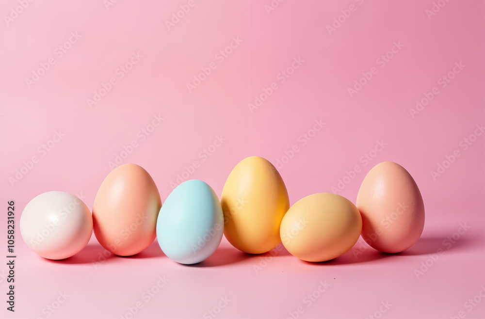multi-colored Easter eggs on a pale pink background
multi-colored Easter eggs on a pale pink background