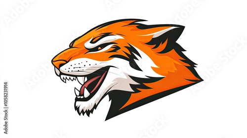 Wallpaper Mural A modern, stylized vector of a smiling tiger head, featuring bold lines and vibrant orange fur texture on a crisp white background. Perfect for logos or mascots. Torontodigital.ca