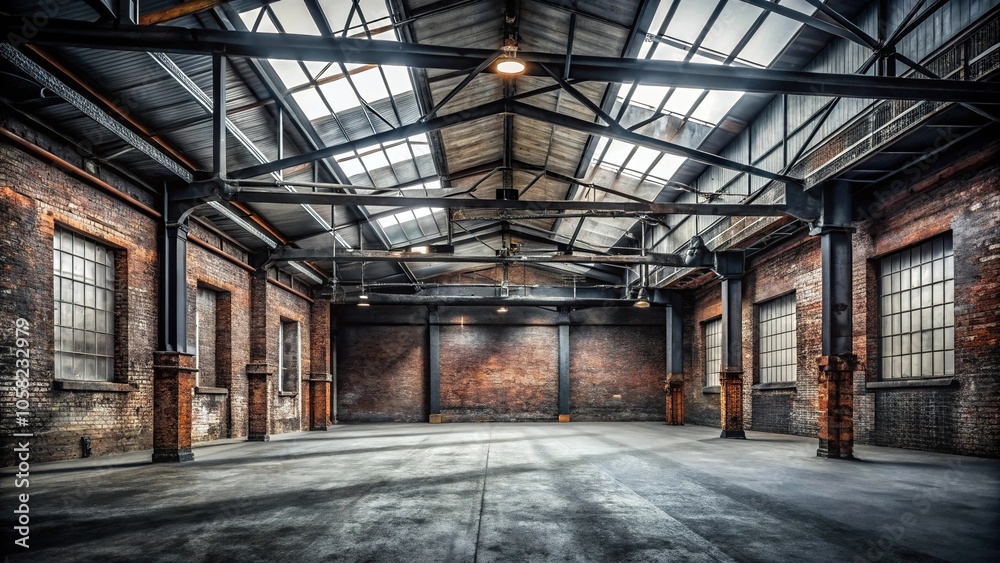 Abandoned warehouse with a dark and gritty texture featuring exposed brick and metal beams in shades of black and grey, cityscape, grime, desolate landscape, metal Abandoned warehouse with a dark and gritty texture featuring exposed brick and metal beams in shades of black and grey, cityscape, grime, desolate landscape, metal