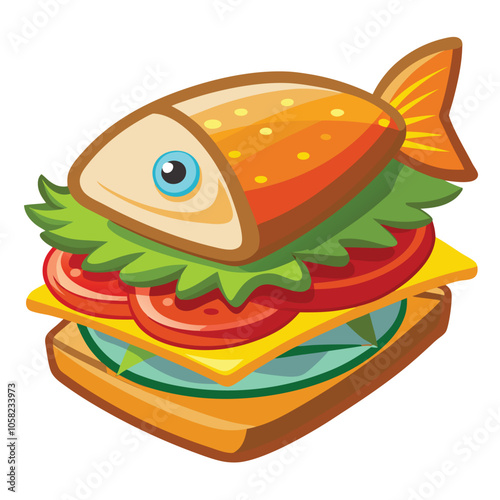 Fish Fillet Sandwich Vector illustration.