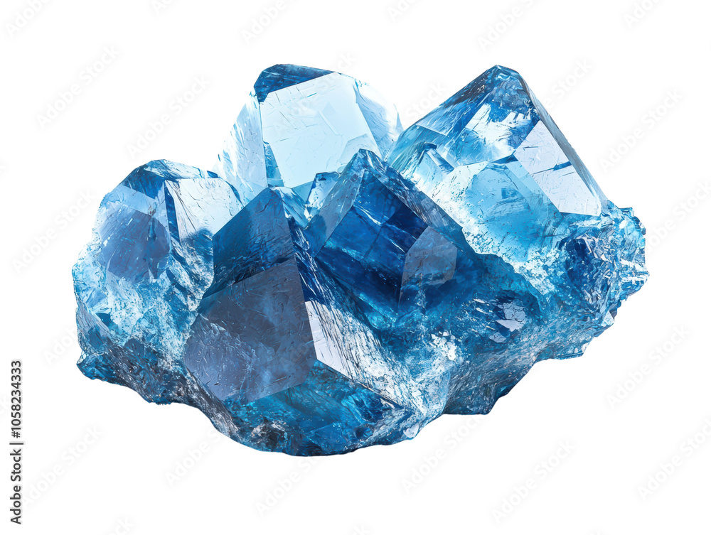 Blue crystal clusters on white isolate background. Blue crystal clusters on white isolate background.