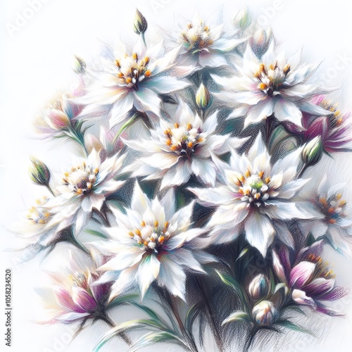 에델바이스, 파스텔화 (Edelweiss, pastel painting)