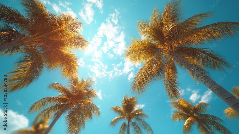 Palm Trees in the Blue Sky Palm Trees in the Blue Sky