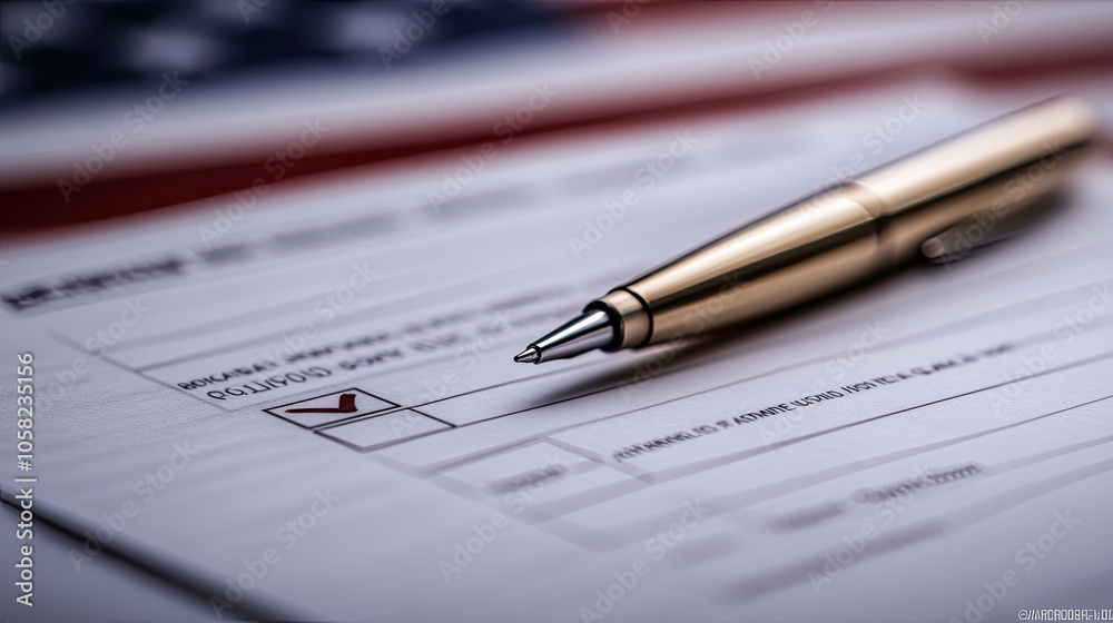 The ballots and pens on the table The ballots and pens on the table