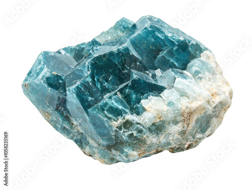 Natural aquamarine crystal, isolated on white background.