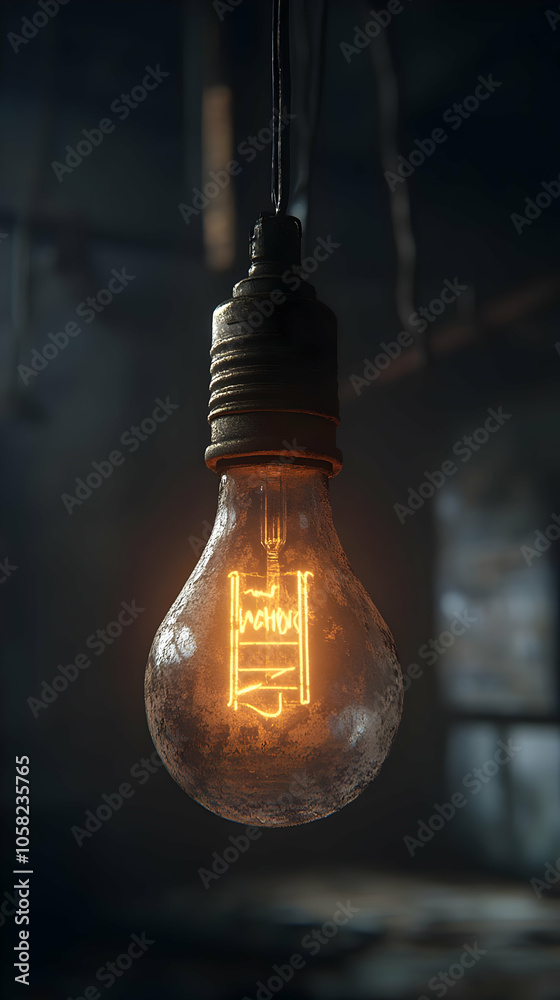 3D Render Dusty Light Bulb Glowing Filament 3D Render Dusty Light Bulb Glowing Filament