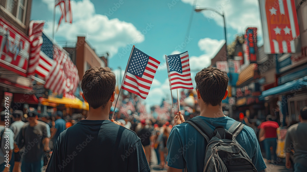On election day in the United States, citizens of the square On election day in the United States, citizens of the square