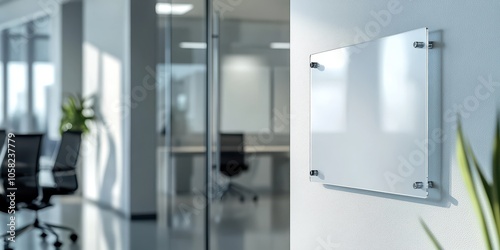 Wallpaper Mural Blank Glass Nameplate Mockup for Office Design Torontodigital.ca