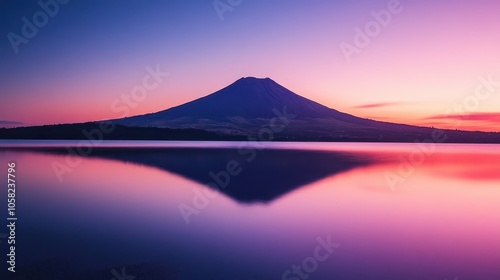 Volcanic Mountain Reflection at Sunset